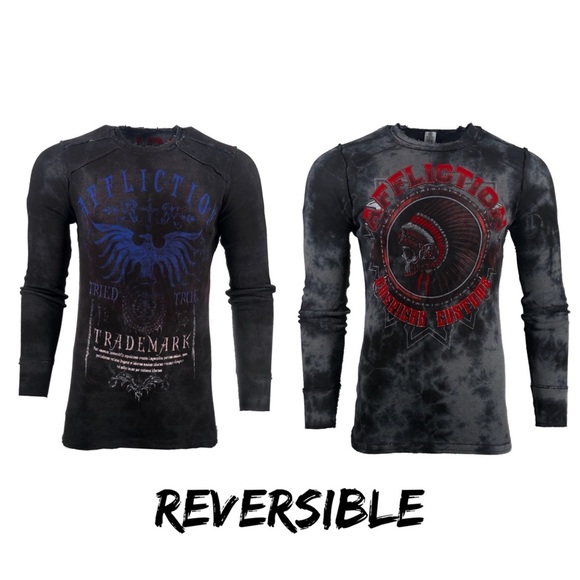 AFFLICTION Men's Long Sleeve Reversible Thermal Shirt AC GRAVEL CHIEF. XXL - Picture 1 of 15